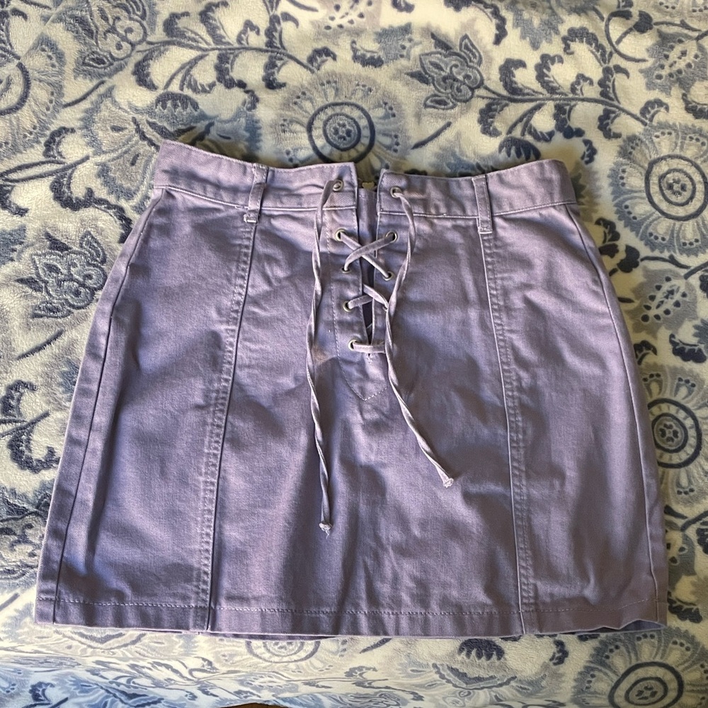 Forever 21 Lilac Lace-Up Mini Skirt